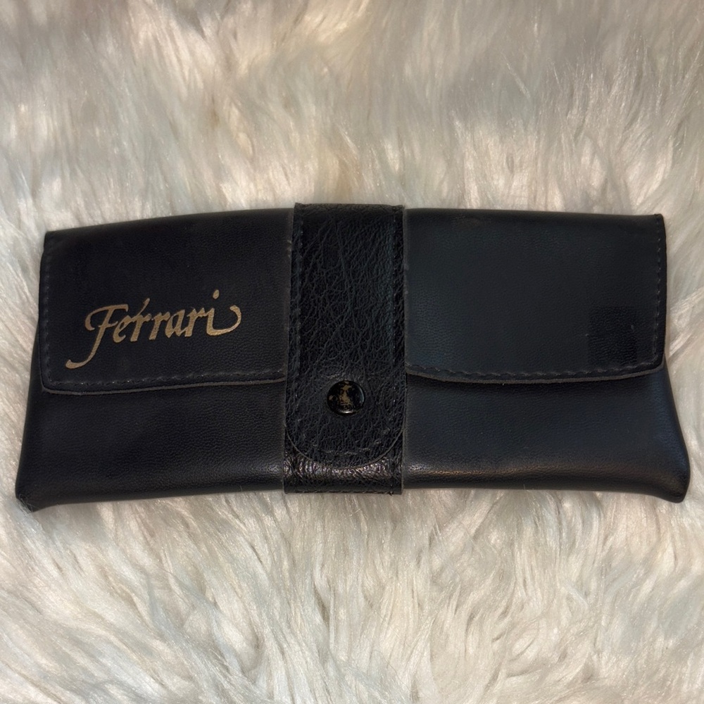 Ferrari Black Leather Case with Gold Logo